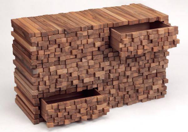 Wooden Heap Cabinet by Boris Dennler