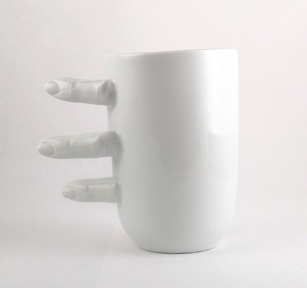 Fingers Coffee Mug has protruding fingers instead of a handle