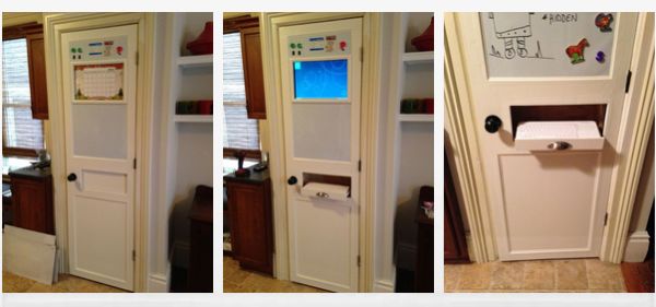 Hack Old Computer Built Into Kitchen Door To Read Recipes