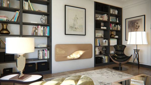 Mvtikka fireplace by Nuvist creates the impression of a futuristic interior