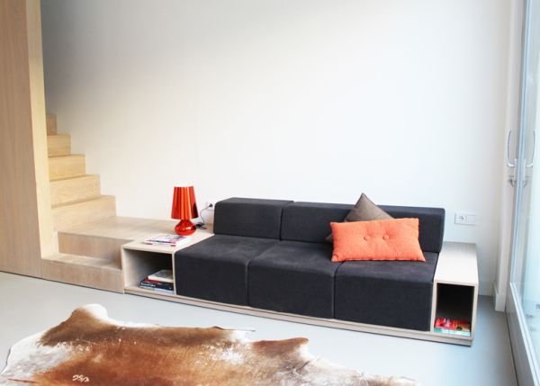 Stairway and Couch fusion by Dutch studio 8A enhances a tiny living space