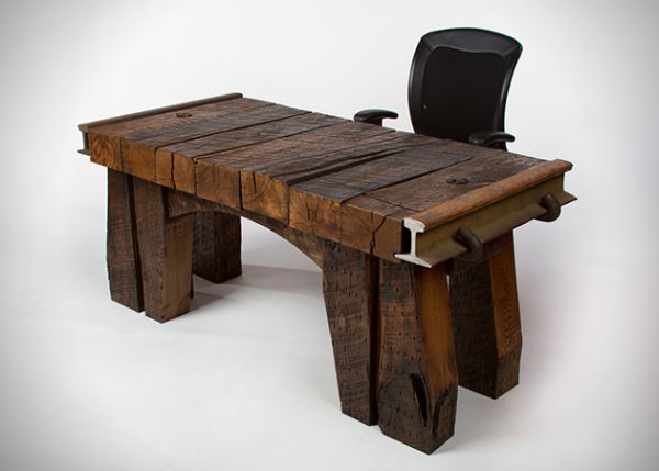 Timbertop Desk is a rustic design office desk by Rail Yard ...