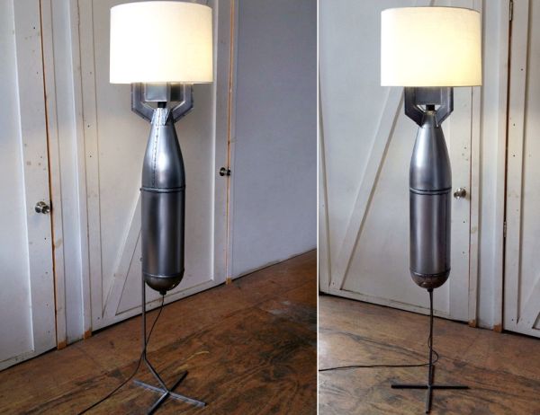 Korean War kinetic bomb recycled into a floor lamp