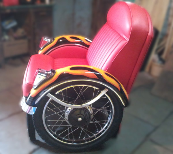 Spectacular single seat motorcycle-themed sofa chair to rock your abode