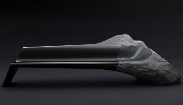 Peugeot ONYX sofa made from carbon fiber and volcanic lava stone