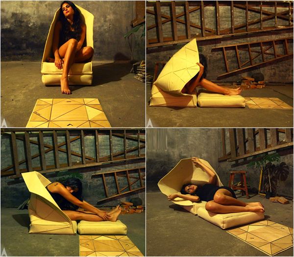 Transformable Fractal floor seat adjusts to all body positions and heights