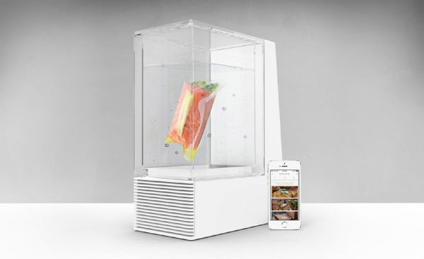 Smartphone-controlled Mellow sous-vide cooking machine