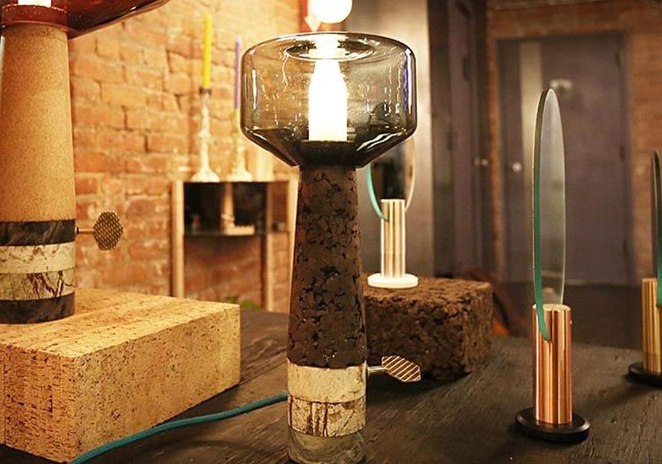Phaedra Table Lamp With Dramatically Molded Glass Shades Homecrux Phaedra Table Lamp With Dramatically Molded Glass Shades