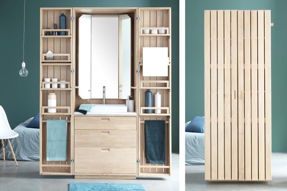 La Cabine Stand Alone Bathroom Hidden Within A Wooden Cabinet
