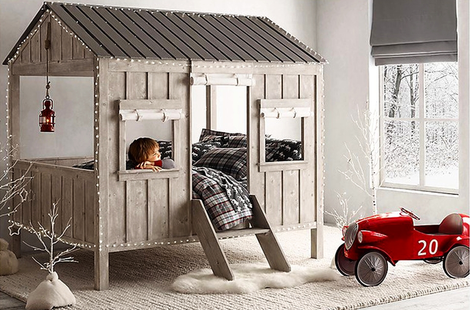 Fort Like Cabin Bed Offers Cozy Space For Your Child To Slumber Fort Like Cabin Bed By Restoration Hardware Baby And Child