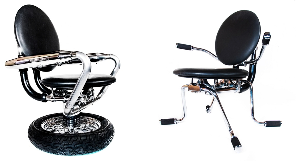 Classy Leather Cushion Chairs Made Out Of Harley Davidson Parts Classy Leather Cushion Chairs Made Out Of Harley Davidson Parts