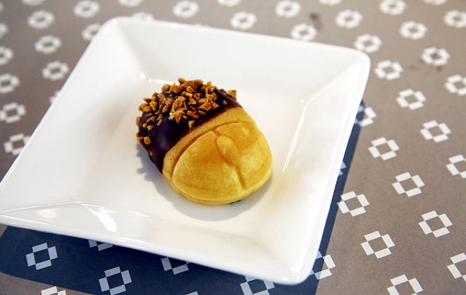Keyboard waffles and mouse-shaped bread