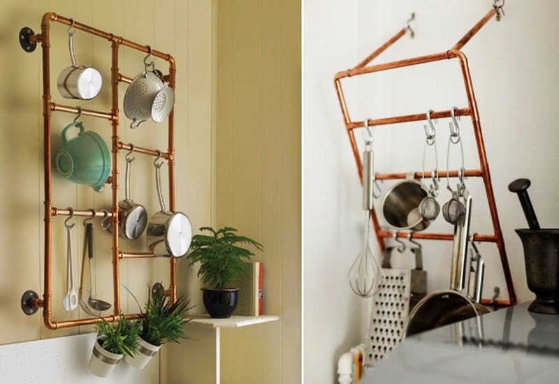 How To Make Styled Kitchen Rack With Copper Pipes Homecrux Diy Styled Kitchen Rack With Copper Pipes