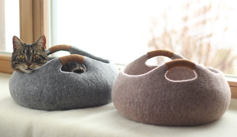 Felted Wool Cat Beds By Elevele Blend With Your Home Decor