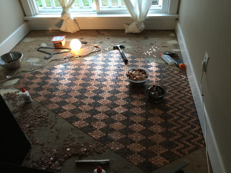 DIY penny floor by Tonya Stecyk - HomeCrux DIY penny floor by Tonya Stecyk - HomeCrux