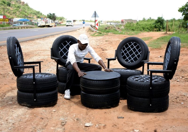Former Mineworker Artistically Recycles Old Tires Into Furniture