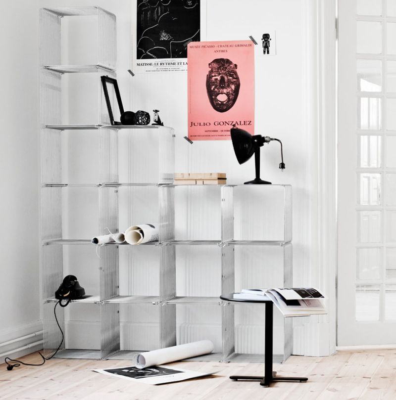 Panton Wire modular shelf doubles as a side table