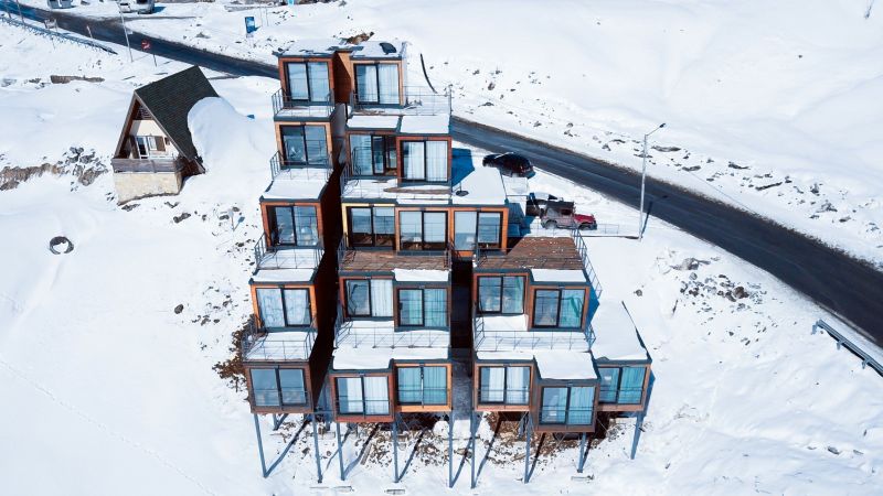 quadrum ski resort in georgia is made out of old shipping containers