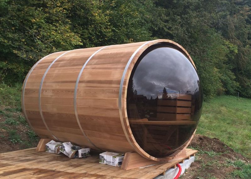 Dundalk Leisure Craft’s barrel sauna lets you steam at your backyard