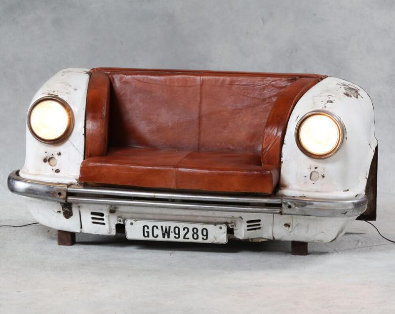 Old Hindustan Ambassador Upcycled Into Vintage Car Sofa