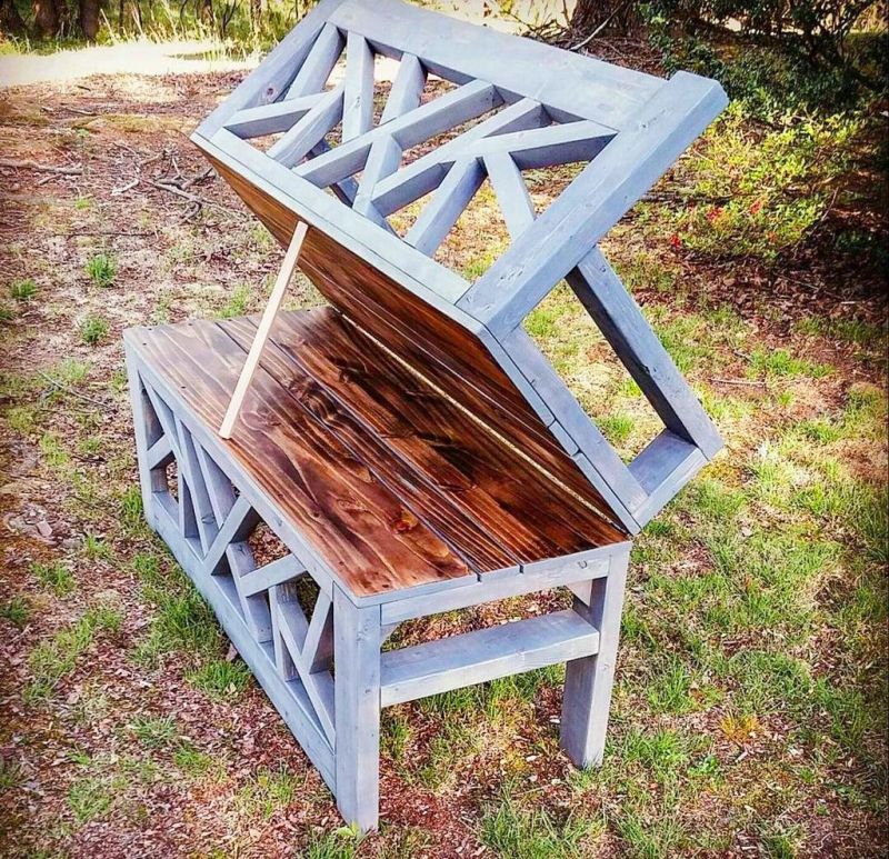 Handmade outdoor bench doubles as minimalist coffee table