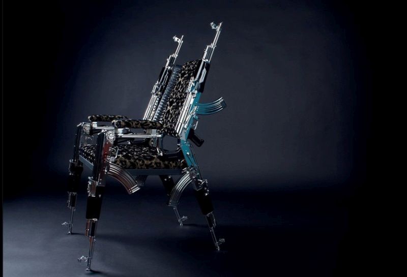 A fully loaded AK-47 chair