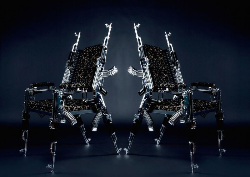 A fully loaded AK-47 chair