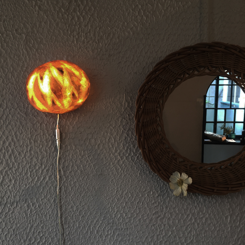 Pampshade bread lamp for wall by Yukiko Morita