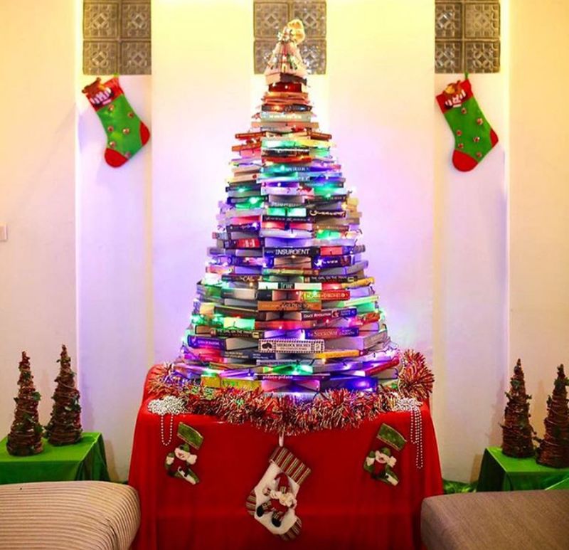 Christmas tree alternative book tree