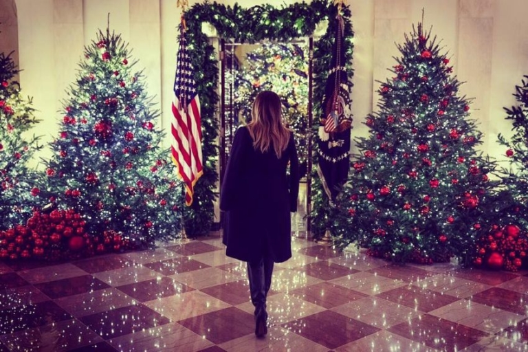 Twitterati Compares Melania Trump’s Red Christmas Trees to 'Handmaid's