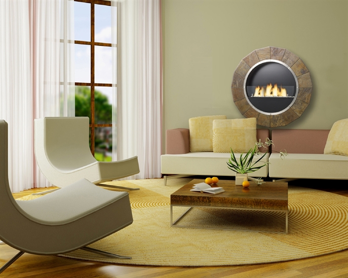 Ethanol Based Exquisite Fireplace, Can You Put A Square Coffee Table On Round Rug