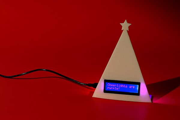 3D printed Christmas tree displays global Cheerlights colors and info