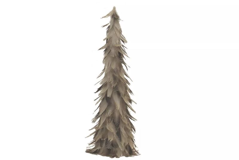 Brown and Gray Glittered Feather Christmas Tree