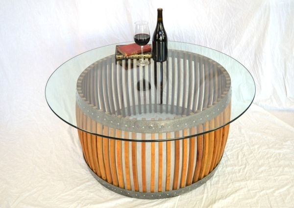 Coffee table made from wine barrel