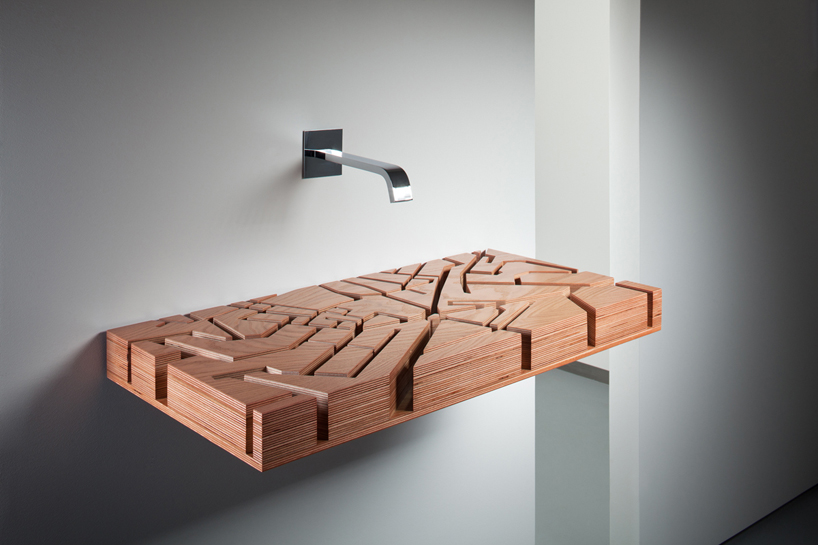 Water Map Wooden Flat Sink By Julia Kononenko