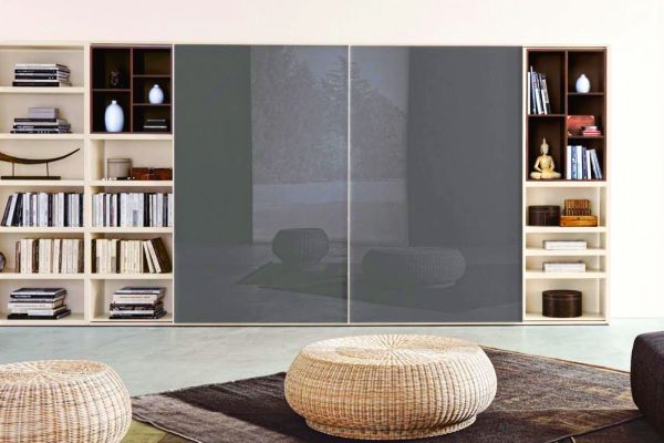 Sliding Door Bookcase Design Idea