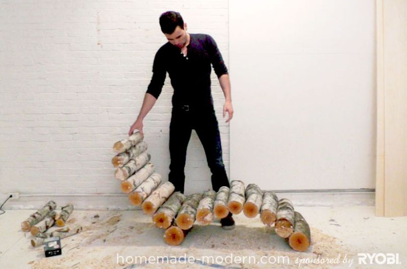 DIY wood log lounger by HomeMade Modern