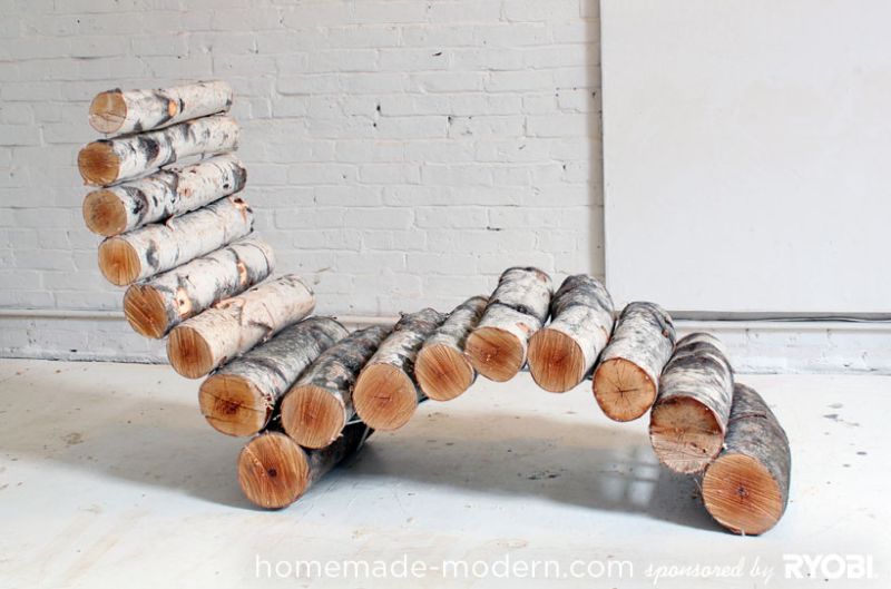 DIY wood log lounger by HomeMade Modern