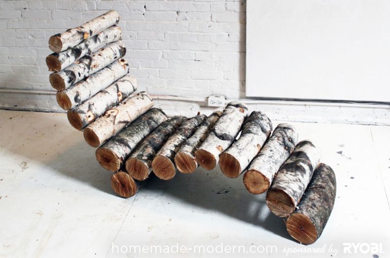 DIY wood log lounger by HomeMade Modern