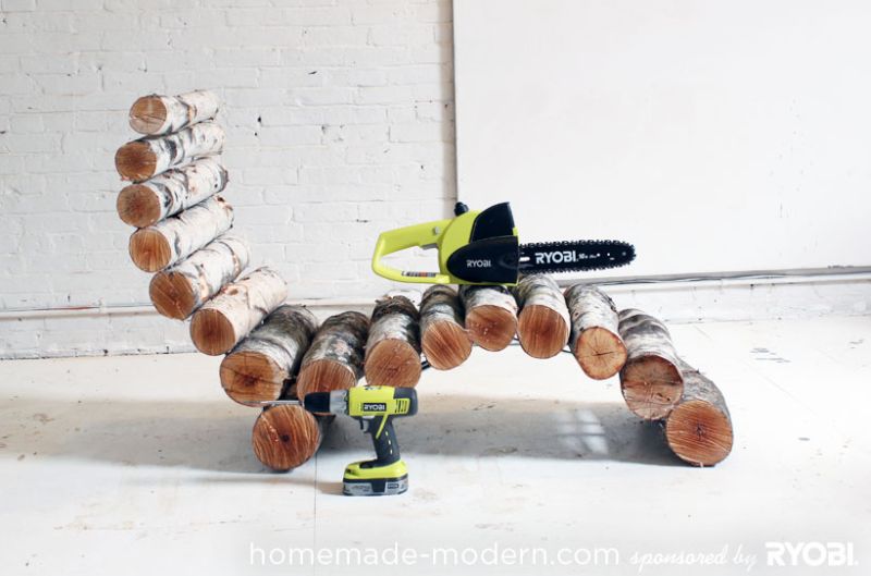 DIY wood log lounger by HomeMade Modern