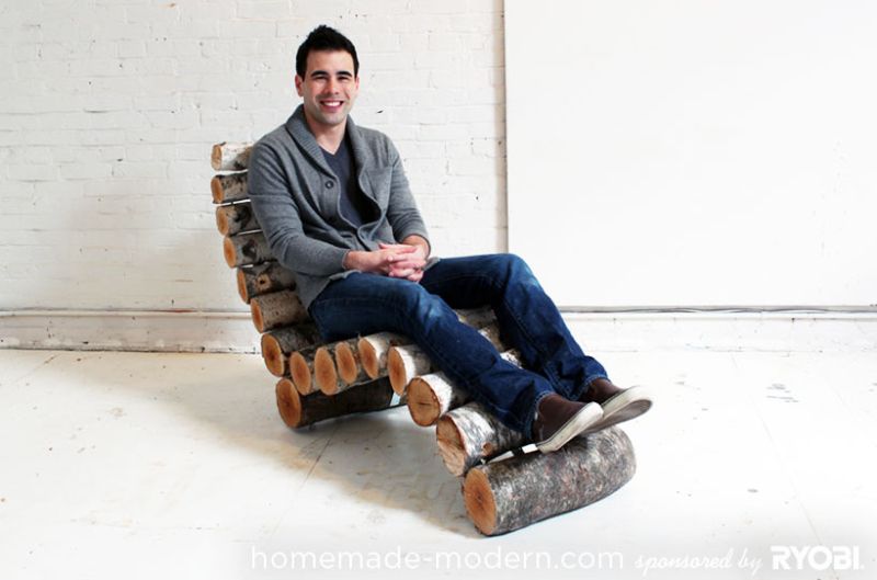 DIY wood log lounger by HomeMade Modern