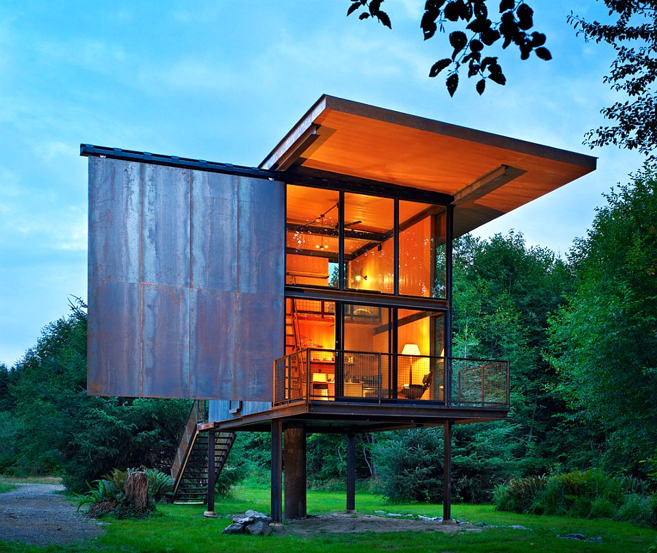 Sol Duc Cabin 350 Square Feet Prefab Shelter Resting On Steel