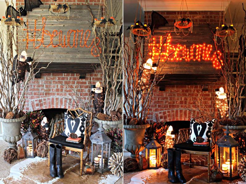 Be creative to decorate fireplace mantel