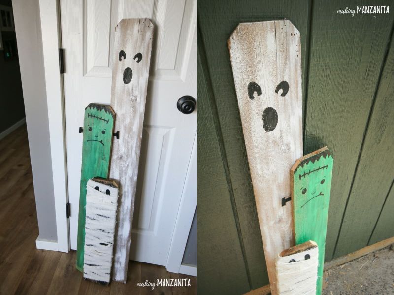 pallet wood Mummy Halloween front porch decor
