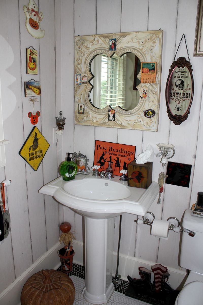 Paste some eerie decals on bathroom windows and mirrors
