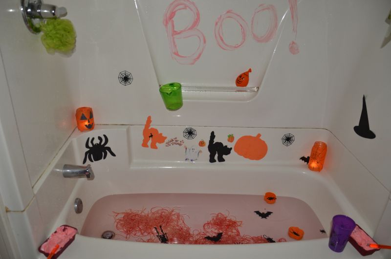 Paste some eerie decals on bathroom windows and mirrors