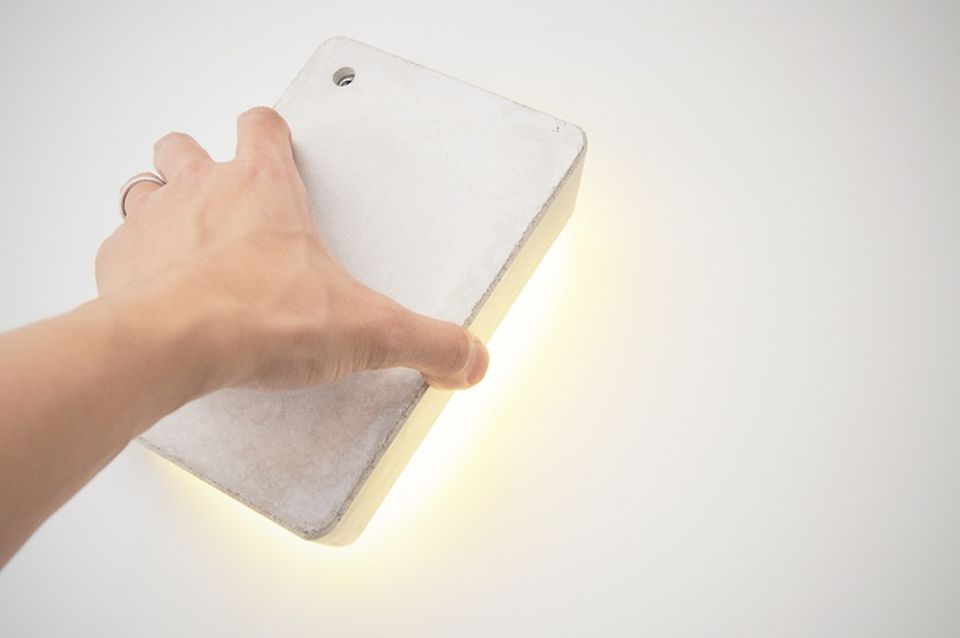 The concrete version of Brick Lamp is made from a special mix of cement and fine grain sands