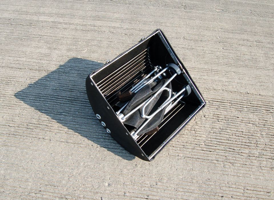 GoBQ's body and cooking grate fold up to fit in the carry case