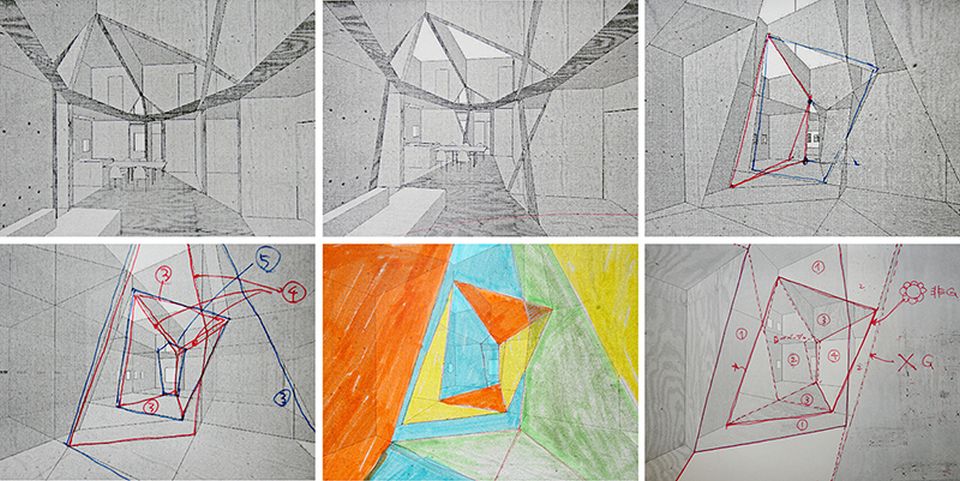 Color scheme and draft of the interior of the Apartmnent House