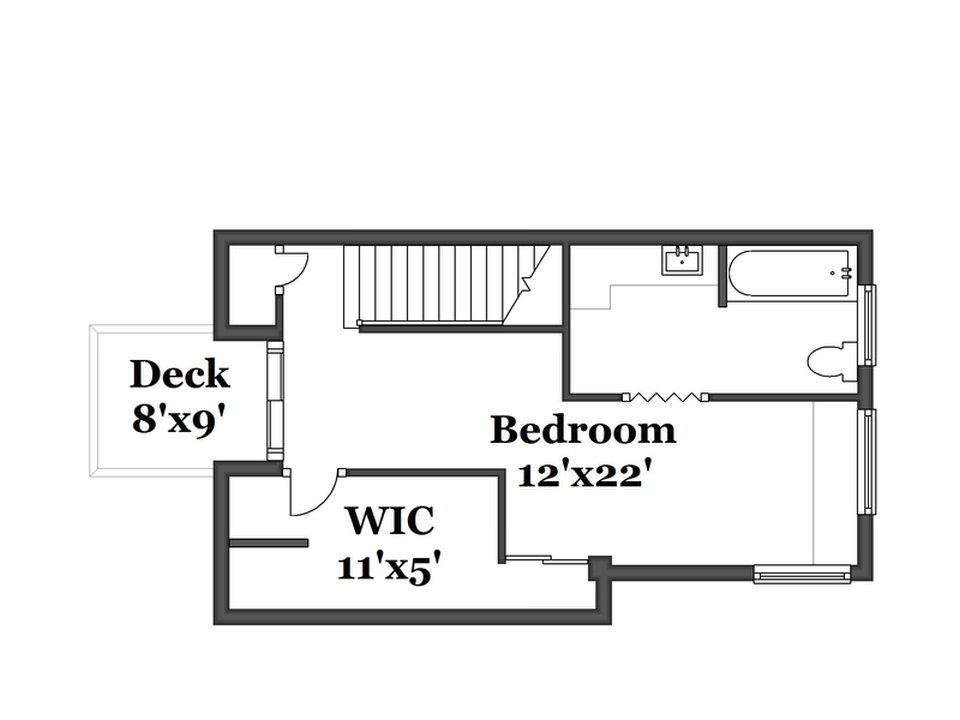 The upper level floor plan